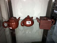 3 Yixing teapots all with seals to base