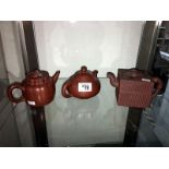 3 Yixing teapots all with seals to base