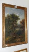 An oil rustic scene, cows and river signed J Butler, image 33.