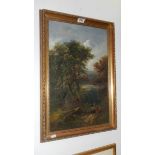 An oil rustic scene, cows and river signed J Butler, image 33.