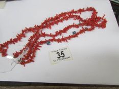 2 natural coral necklaces