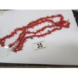 2 natural coral necklaces