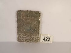 A silver card case, hall mark faded,