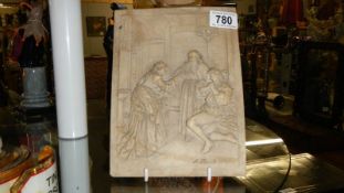 A late 19th century alabaster relief plaque, possibly Italian,