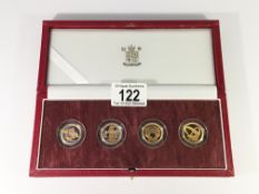 A Royal Mint 2003 United Kingdom pattern collection four coin set comprising 22ct £1 coins with