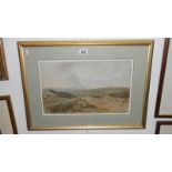 A framed and glazed watercolour 'Shepherd and sheep' landscape