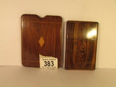 An olive wood card case from Jerusalem and one other
