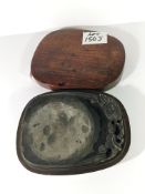 A 18th/19th Century Duan stone ink stone in ziton case (would sink in water)