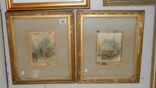 A pair of framed and glazed watercolours 'The Queen's Highway' and 'Queen's Greeting'