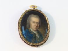 A watercolour miniature portrait of a Georgian period gentleman