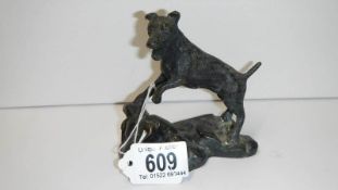 A bronze figure of a dog