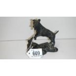 A bronze figure of a dog