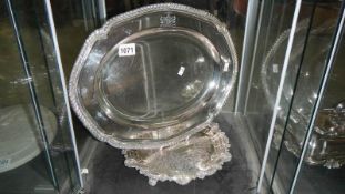 A Sheffield silver plate platter and a silver plate tazza