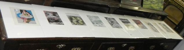 4 Henri Matisse prints circa 1935 and 6 Henry Moore shelter sketch prints circa 1940