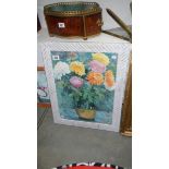 A framed and glazed study of chrysanthemums