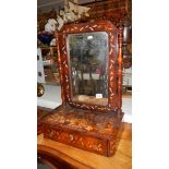 A Dutch marquetry toilet mirror with drawer