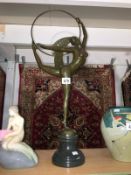 A large bronze hoop dancer signed Morantz, foundry coin to base,