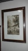 An oak framed print entitled 'Poppyland'