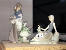 2 Lladro figure groups 'Girl with doves'