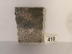 A silver monogrammed card case, Birmingham 1902, W.H (Walker & Hall) 9.