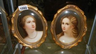 A pair of portraits on porcelain