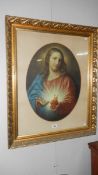 A gilt framed and glazed religious study of Jesus