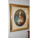 A gilt framed and glazed religious study of Jesus