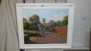 An original oil painting on canvas 'Strelley, Nottingham' by T Leighton,