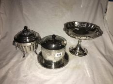 A silver plate comport,