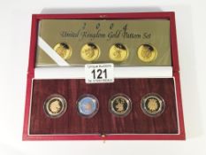 A Royal Mint 2004 United Kingdom gold pattern collection four coins set comprising of 22ct £1 coins