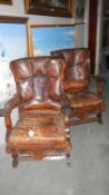 A pair of early continental wing arm chairs