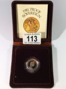 A 1981 gold proof sovereign