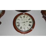 A small 10" round Fusee wall clock inscribed BRS by J Carter of London