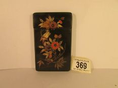 A lacquered card case decorated with birds and foliage, 11.