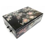A Japanese black lacquer and mother of pearl Sakura blossom writing slope