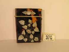 A 19th century tortoise shell and mother of pearl card case, 10.5 x 7.