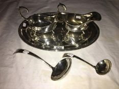 2 silver plate gravy boats,