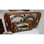 2 mahogany inlaid trays with butterfly wing decoration celebrating the anniversary of the opening