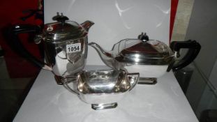 A 3 piece silver plate tea set
