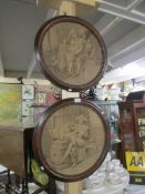 A pair of 19th century circular tapestries in mahogany frames