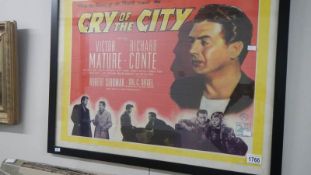 A framed and glazed half sheet movie poster 'Cry of the City' for film made in 1948