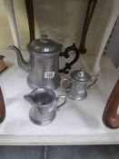 A 3 piece pewter tea set