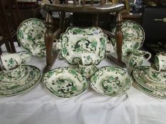 31 pieces of Mason's Chartreuse tea and dinnerware