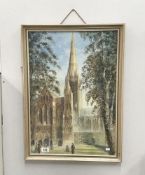 A framed and glazed cathedral scene