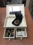 A jewellery box and mixed lot of costume jewellery