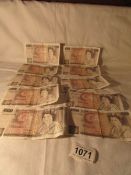 10 old £10 notes in fair condition