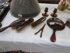 A quantity of faux tortoise shell dressing table items