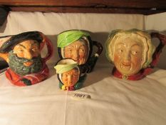 3 Royal Doulton character jugs and a Beswick character jug