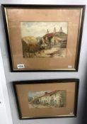 2 framed and glazed watercolours of farm houses signed and dated G Roberts 1928
