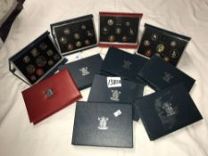 11 Royal Mint proof coin sets, 1990, 1991, 1992, 1993, 1995, 1996, 1997,